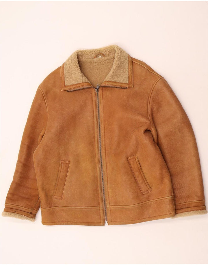 Giacca in shearling da uomo David Moore EU 50 Shearling marrone grande