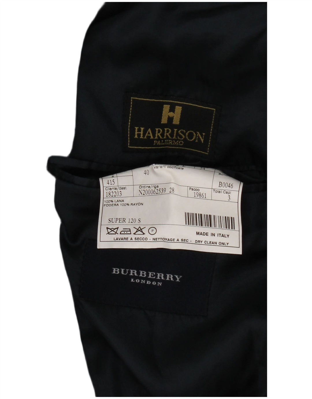 Giacca blazer da uomo a 3 bottoni Burberry IT 54 Large in lana blu navy