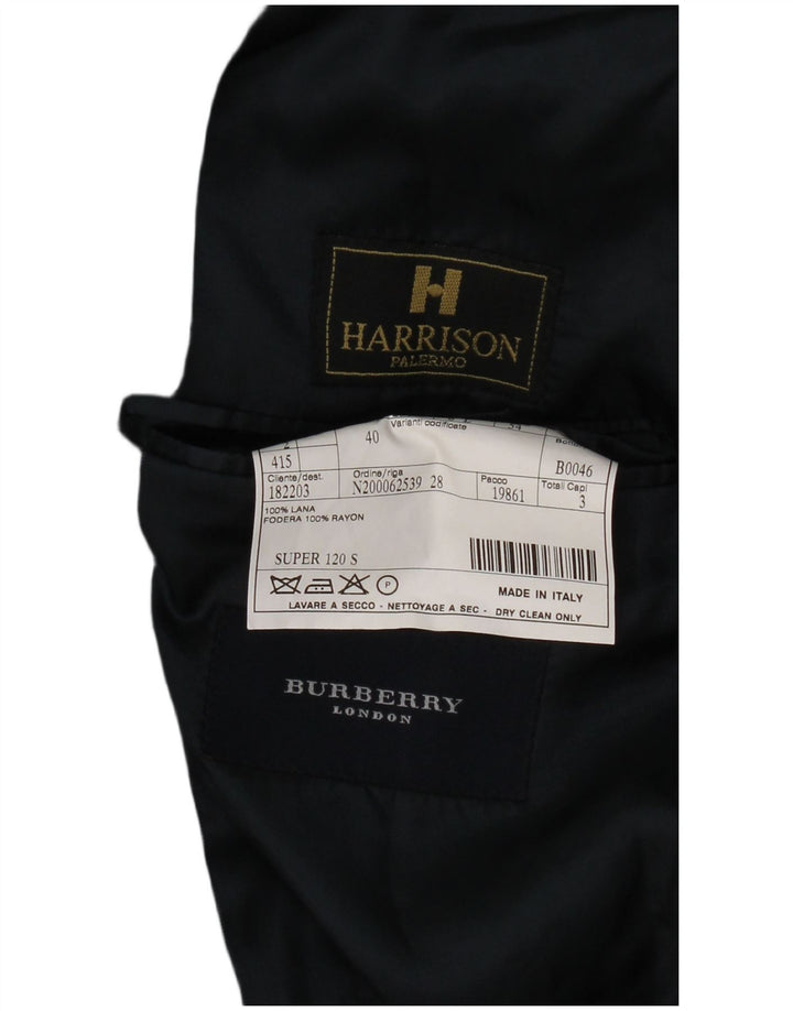 Giacca blazer da uomo a 3 bottoni Burberry IT 54 Large in lana blu navy