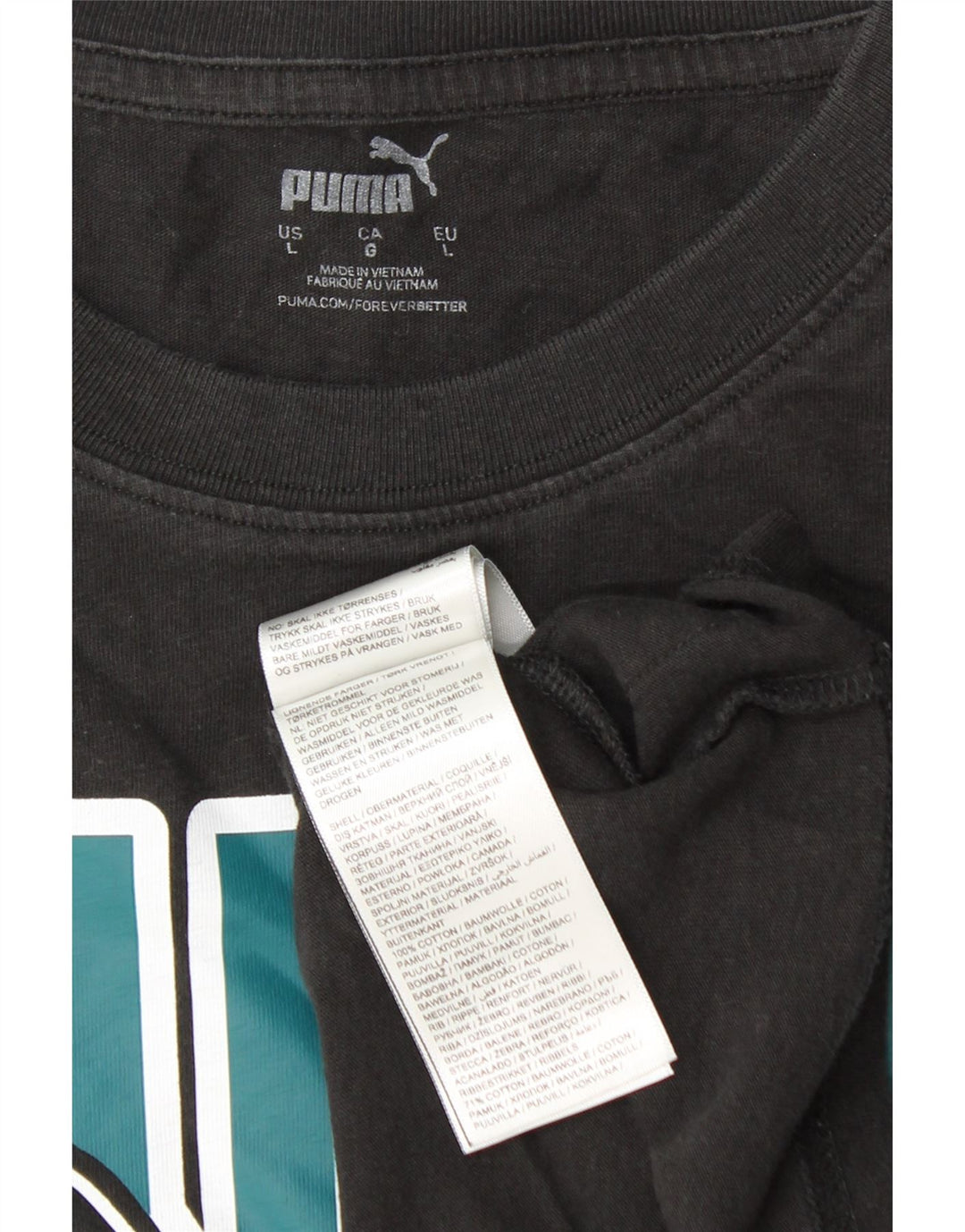 T-shirt grafica PUMA da uomo, taglia grande, in cotone nero