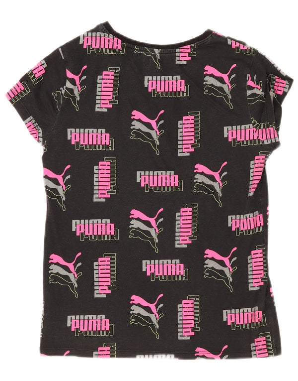 T-shirt grafica per ragazze Puma Top 12-13 anni grande in cotone nero