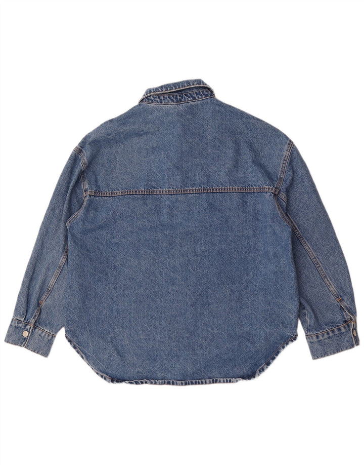Camicia in denim oversize asimmetrica da donna Zara UK 18 XL Blu