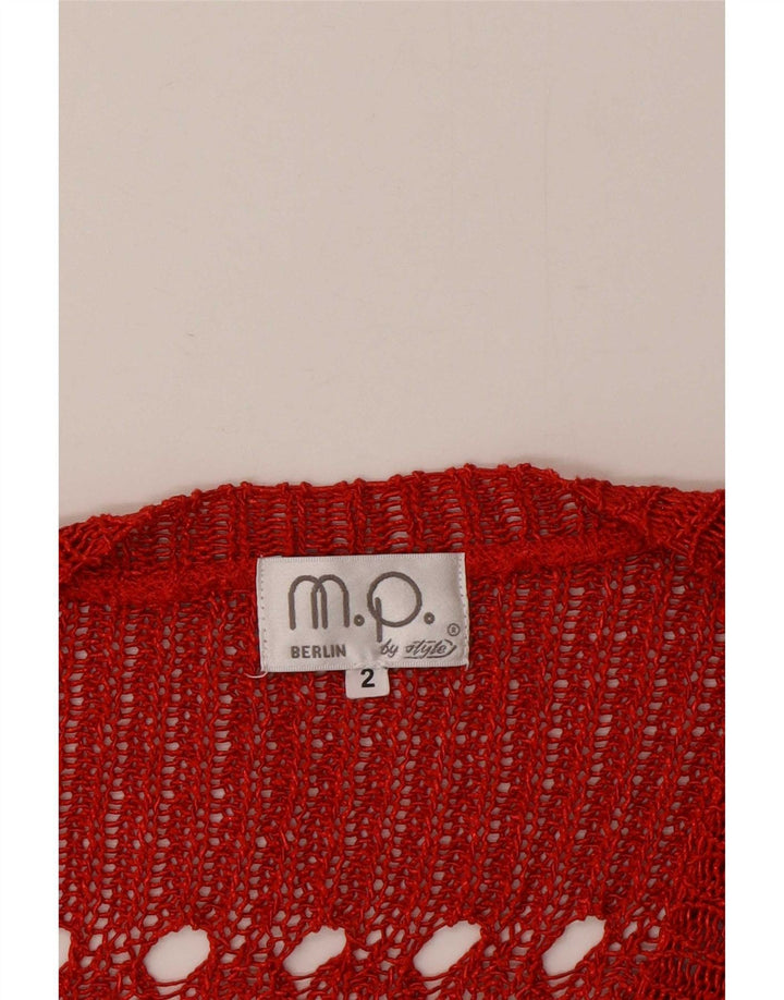 Top corto oversize da donna vintage UK 2 2XS Rosso