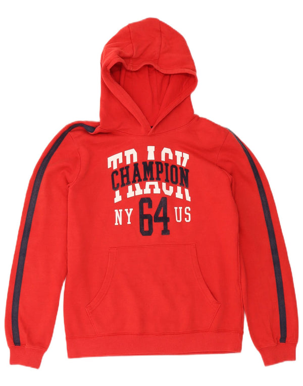Felpa con cappuccio grafica Champion da bambino 13-14 anni XL in cotone rosso