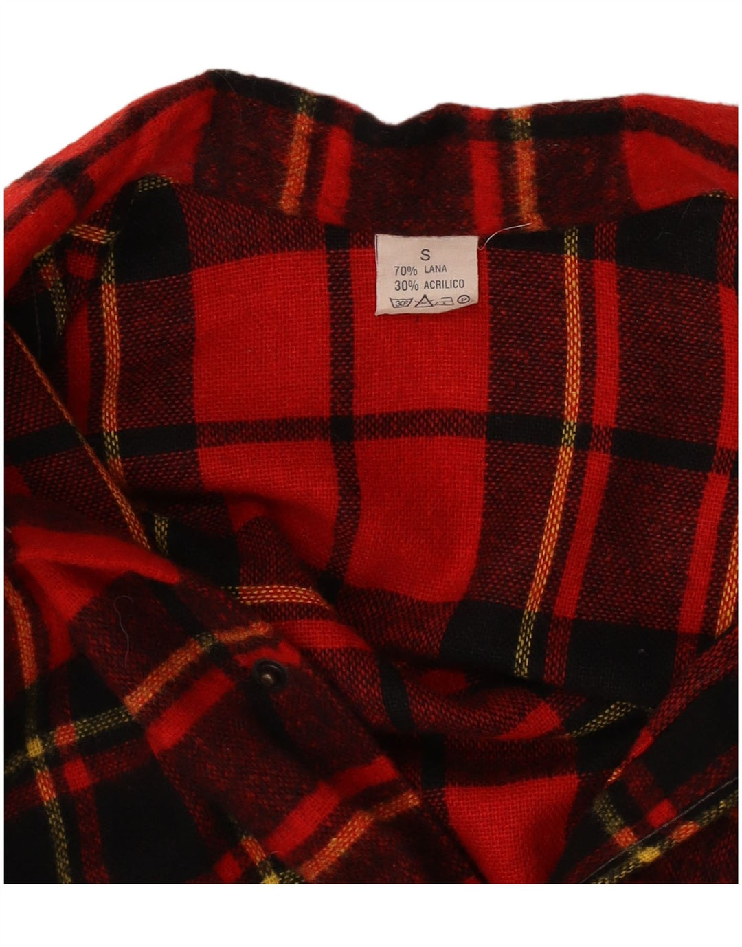 Camicia vintage da uomo in flanella di lana a quadri rossi piccoli