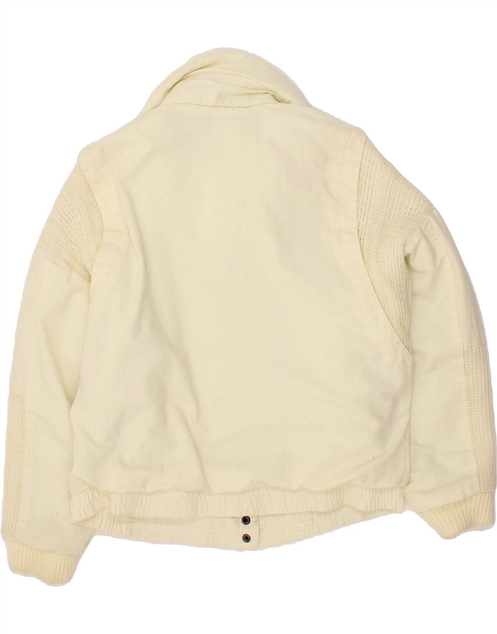 VINTAGE Womens Bomber Jacket EU 40 Medium Beige Polyester Vintage Vintage and Second-Hand Vintage from Messina Hembry 