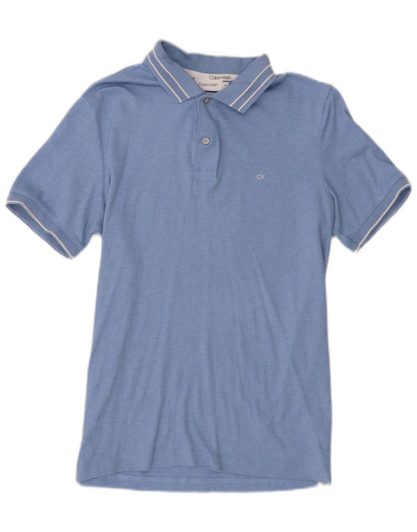 Polo da uomo slim fit Calvin Klein XS in cotone a righe blu