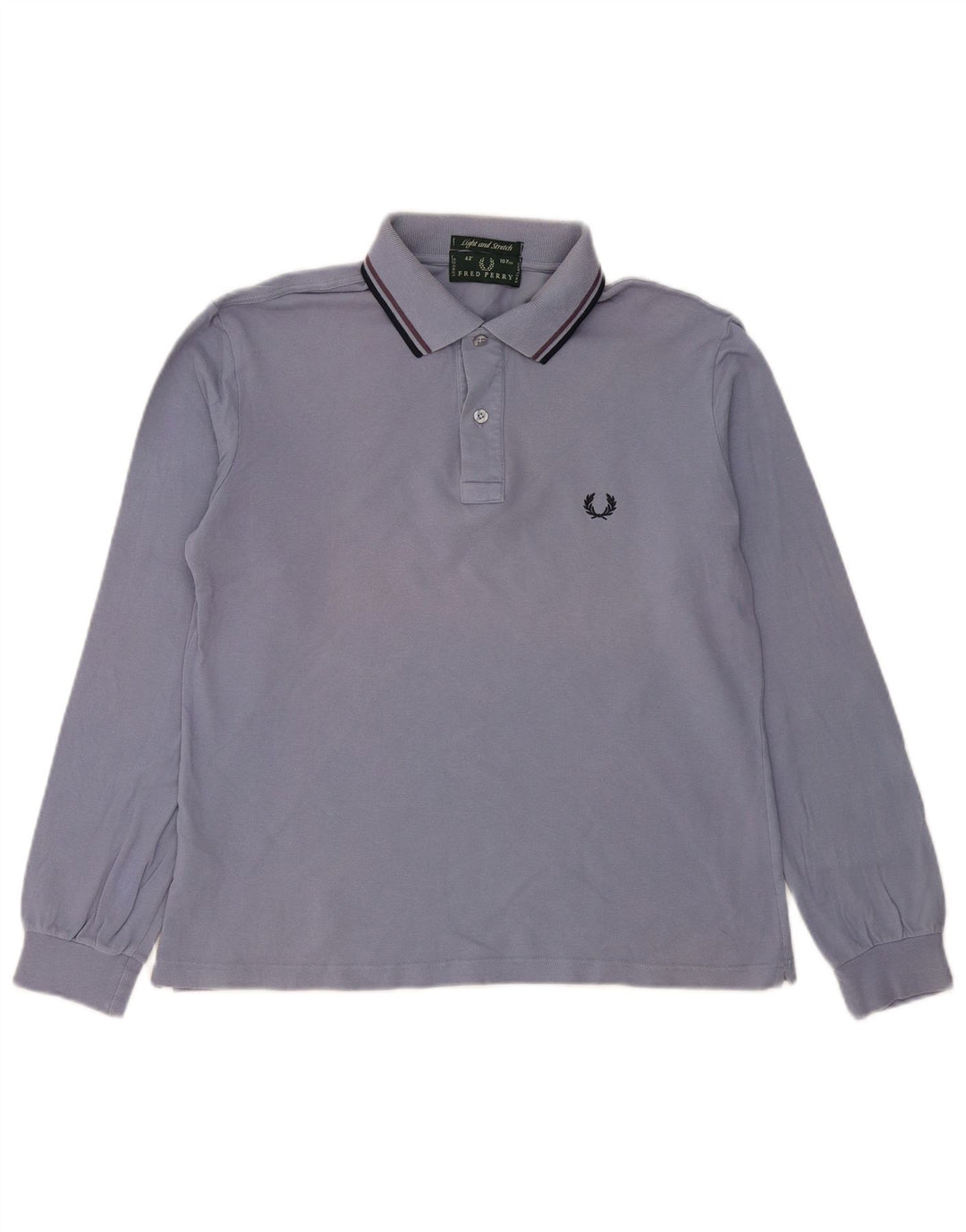 FRED PERRY Polo da uomo a maniche lunghe in cotone blu medio