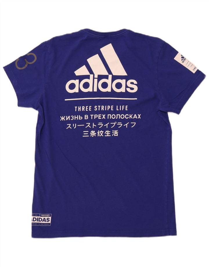 T-shirt grafica da uomo ADIDAS Top in cotone blu medio