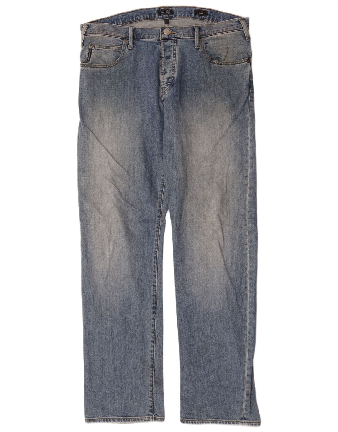 Jeans dritti regolari da uomo Armani W34 L33 in cotone blu