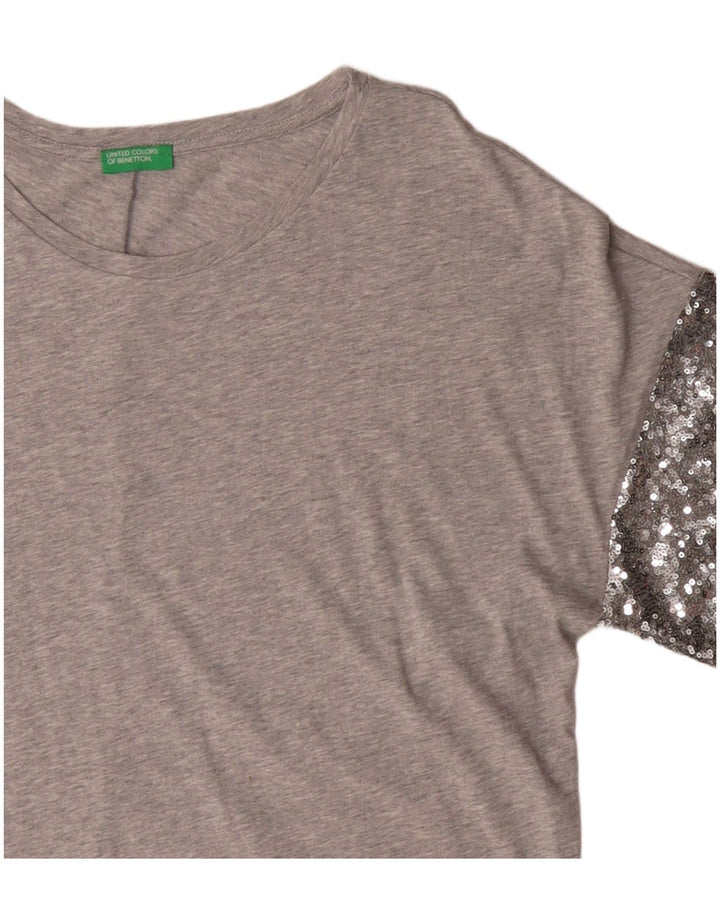 T-shirt da donna Benetton Top UK 14 Large Grey Flecked Modal
