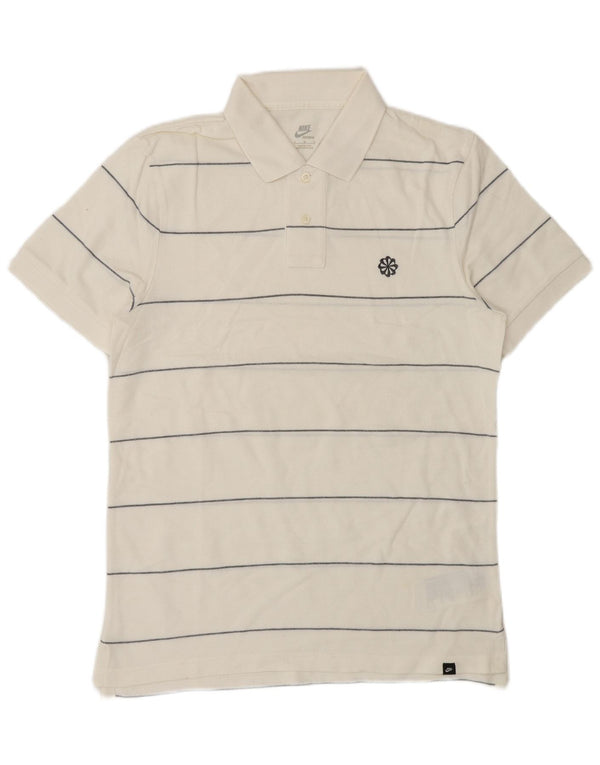 Polo Nike da uomo in cotone a righe bianche medie