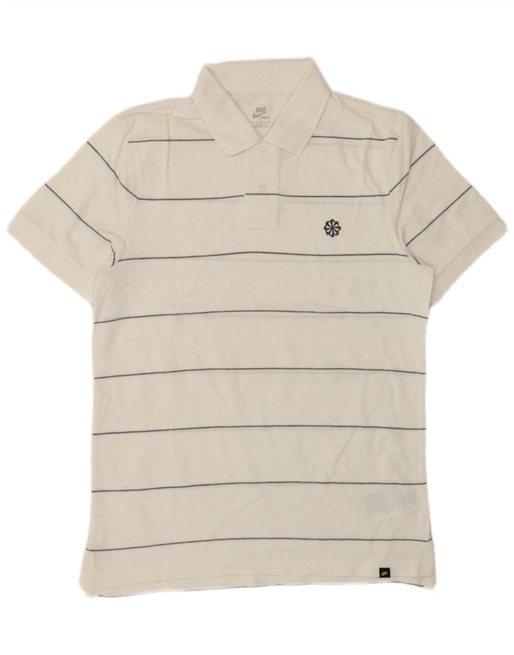 Polo Nike da uomo in cotone a righe bianche medie