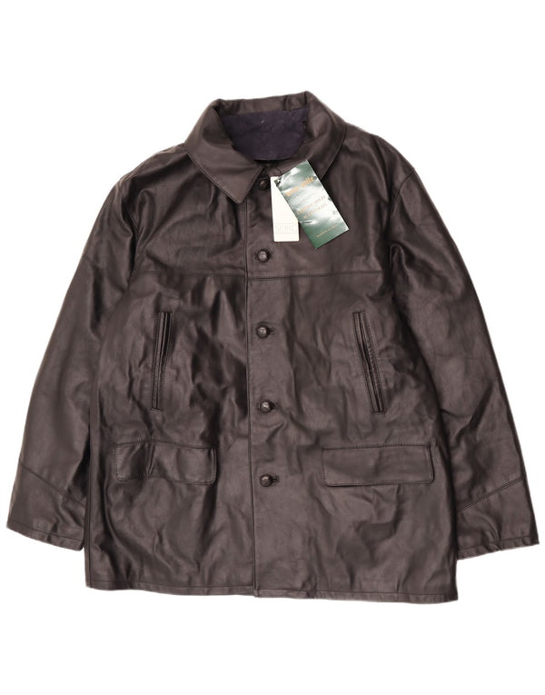 Giacca in pelle vintage da uomo IT 54 2XL Pelle nera
