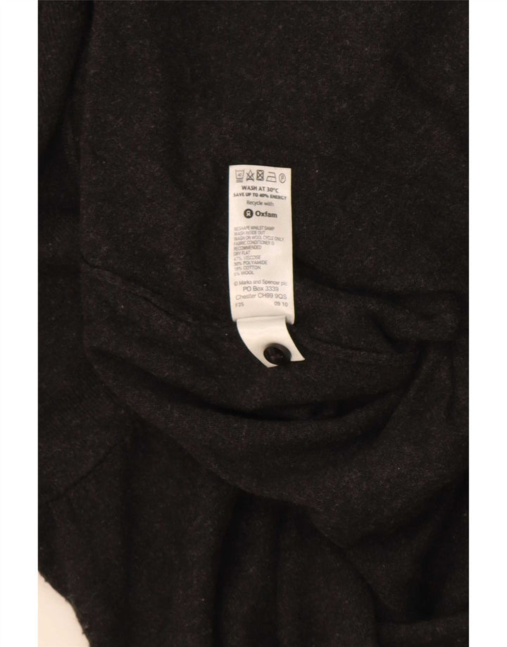 Maglione cardigan lungo da donna Marks & Spencer UK 10 piccolo in viscosa grigia
