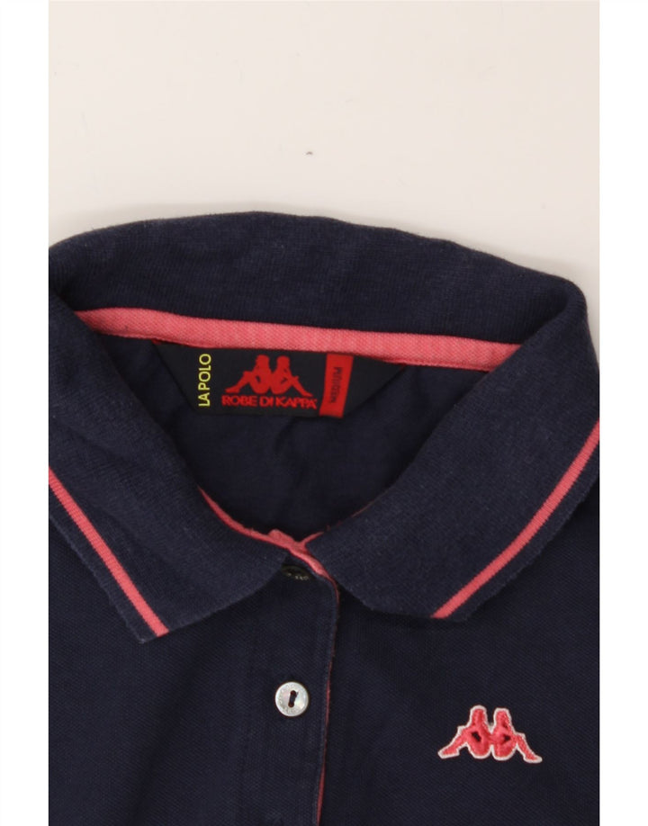 KAPPA Womens Polo Shirt UK 14 Medium Navy Blue Cotton Classic Vintage Kappa and Second-Hand Kappa from Messina Hembry 