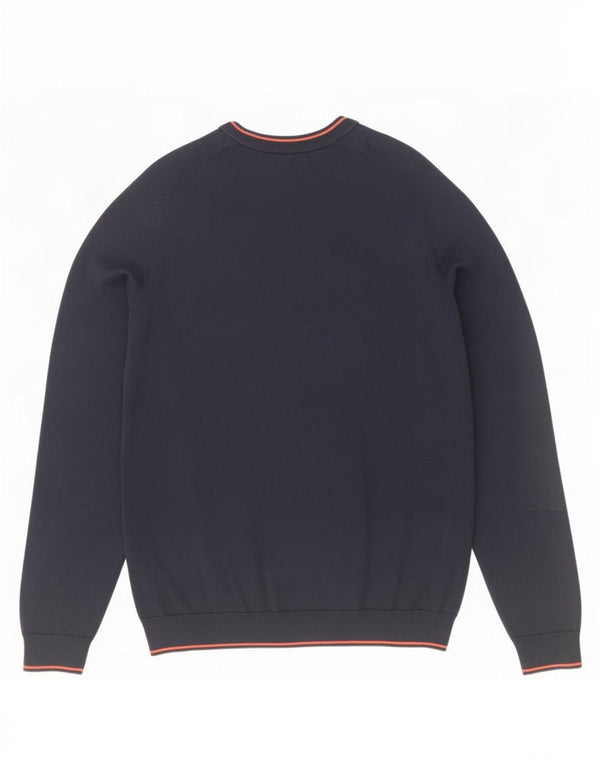 Hugo Boss Maglione girocollo da uomo in cotone color block medio blu navy