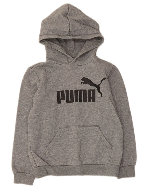 Felpa con cappuccio grafica da bambino Puma 9-10 anni in cotone grigio screziato