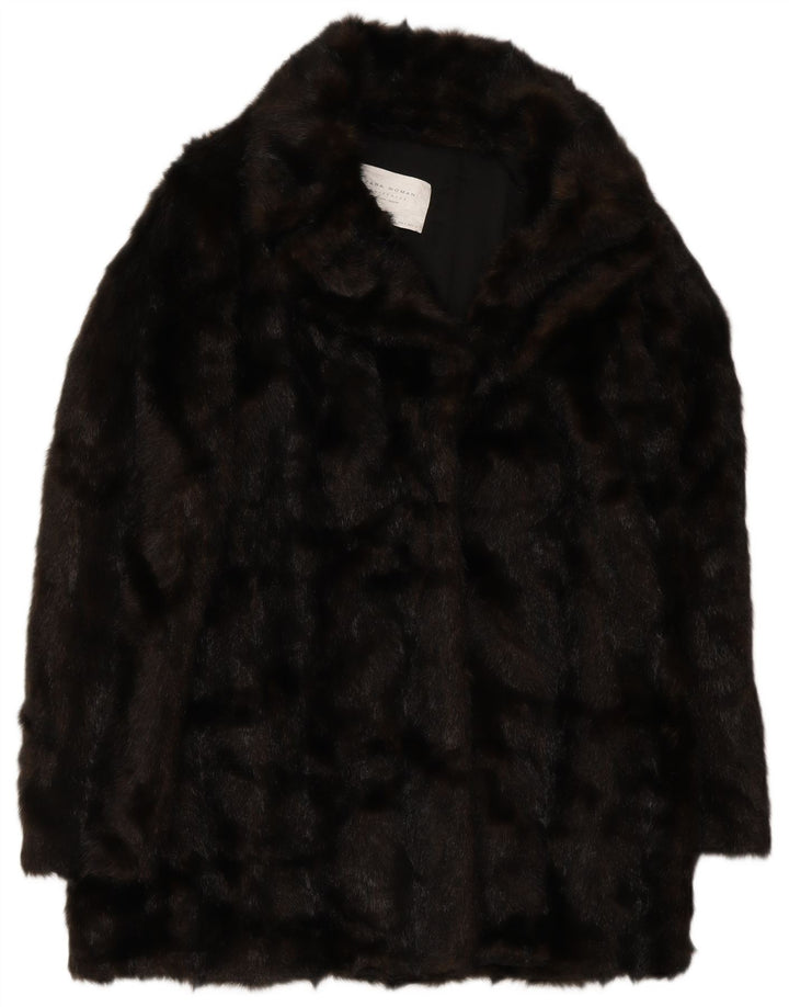 Soprabito oversize da donna in pelliccia sintetica Zara UK 10 piccolo marrone poliestere invernale