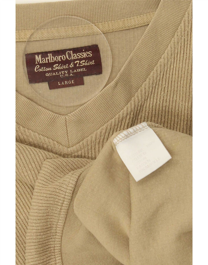Marlboro Classics Top da uomo a manica lunga grande in cotone kaki
