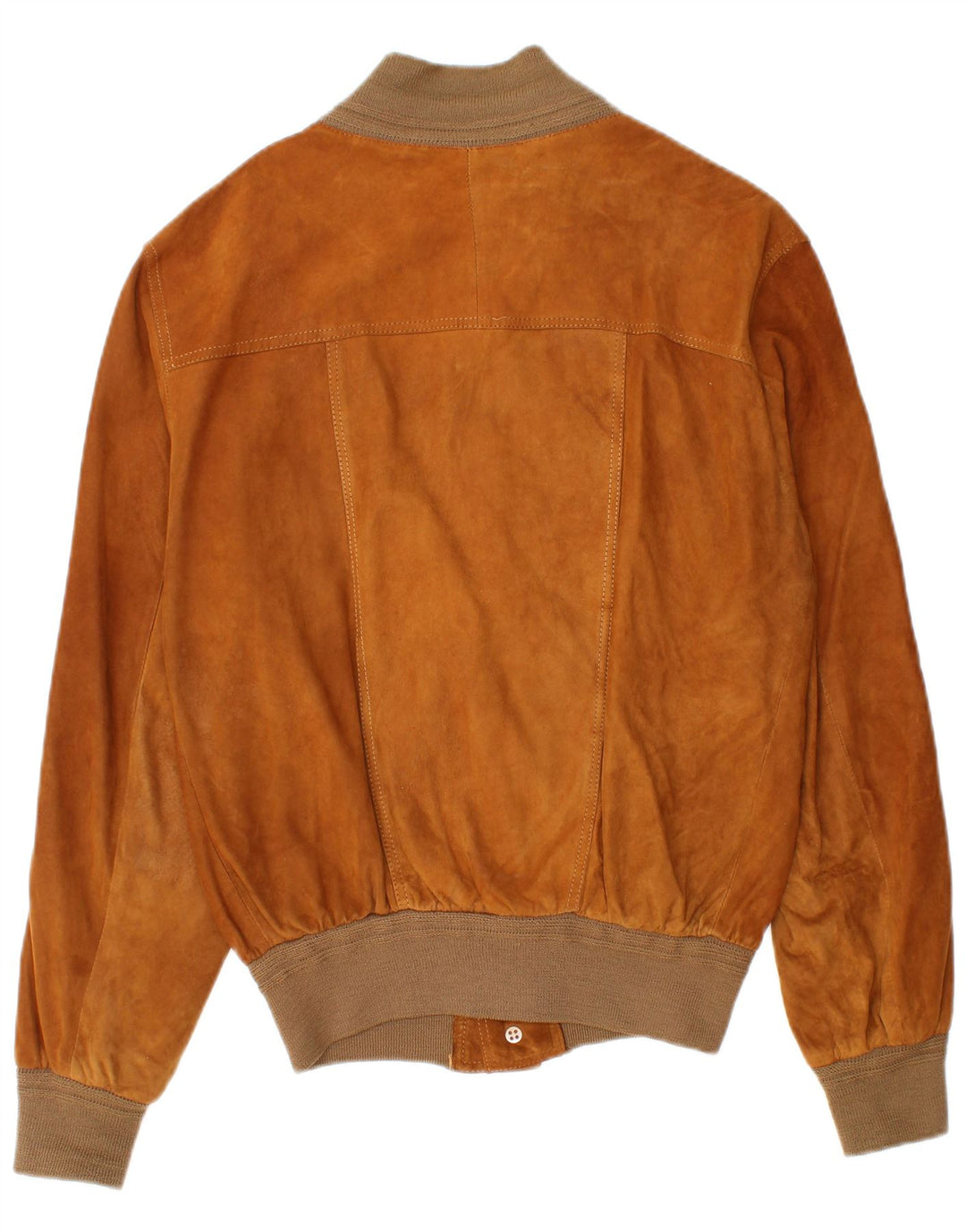 Giubbotto bomber vintage in pelle scamosciata da uomo IT 50 grande marrone