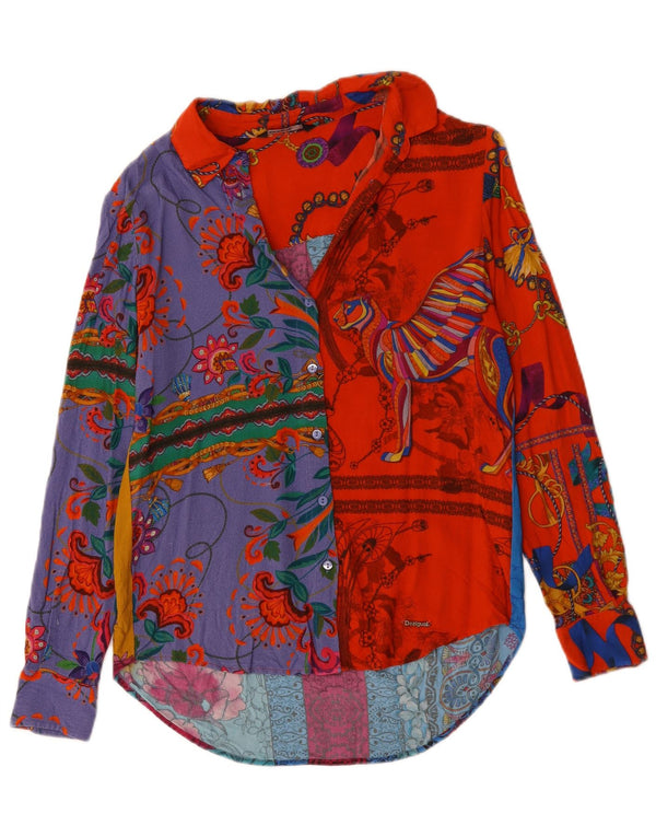 Desigual Donna Camicia Oversize con Grafica Camicetta UK 6 XS Multicolore Floreale