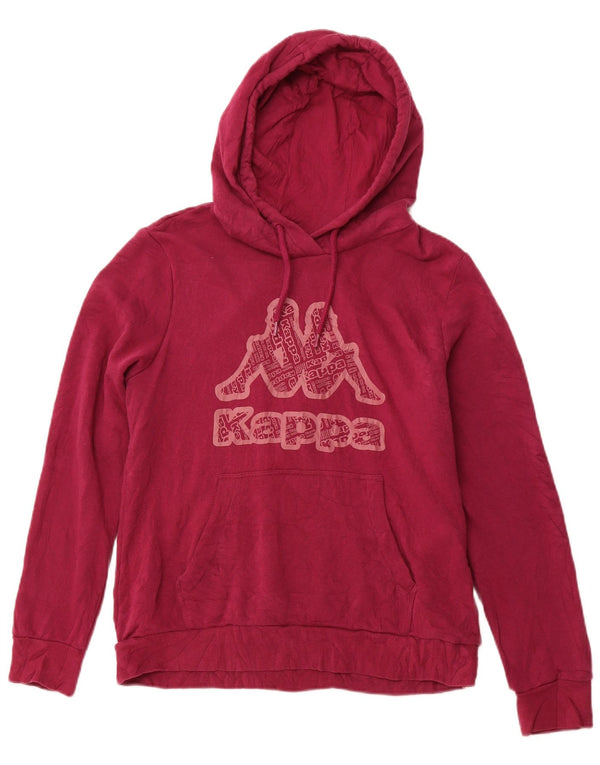 KAPPA Womens Graphic Hoodie Jumper UK 18 XL Burgundy Cotton