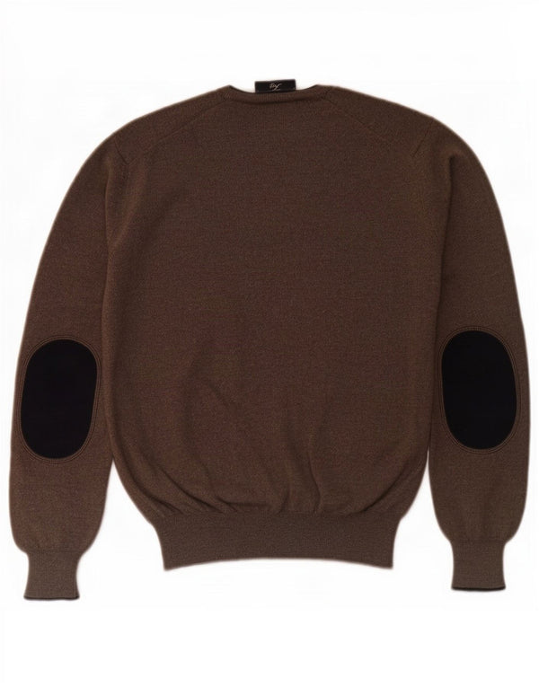 Maglione Fay Uomo Scollo a V IT 46 Piccolo Marrone Lana Vergine