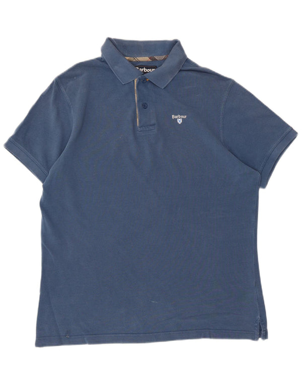 BARBOUR Mens Polo Shirt Medium Blue