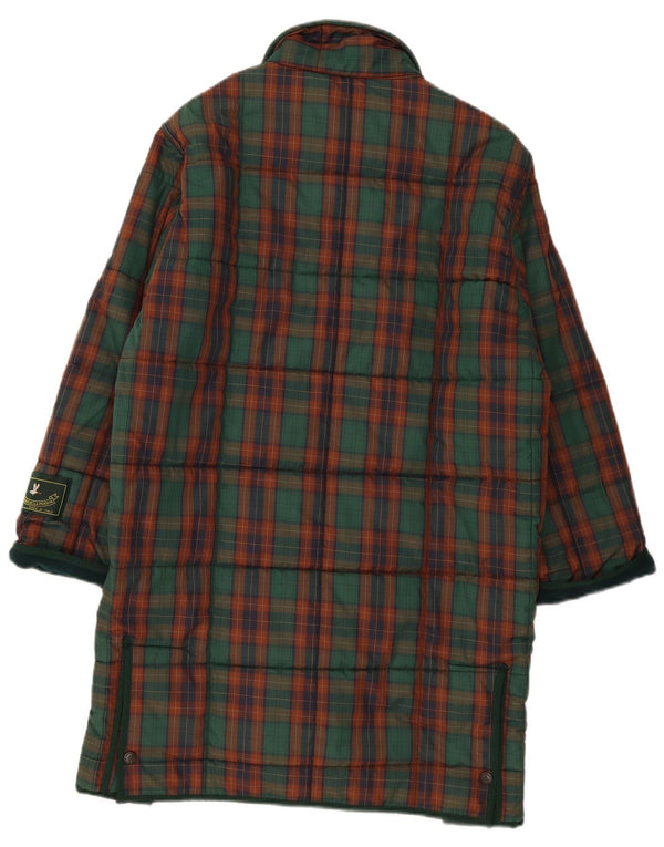 Cappotto imbottito vintage da donna UK 18 XL scozzese verde