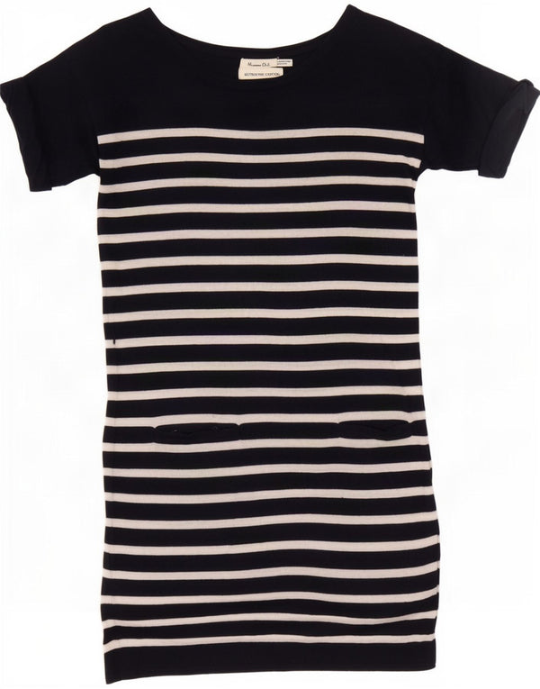 Massimo Dutti Abito T-shirt da donna UK 12 Medio Cotone a righe blu navy