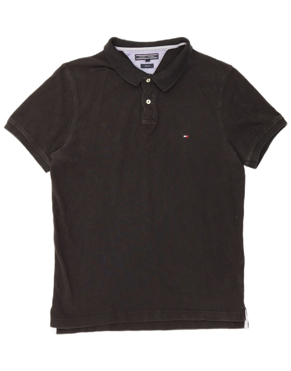 Polo slim fit da uomo Tommy Hilfiger XL in cotone nero