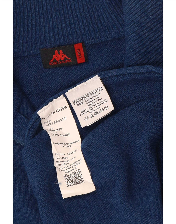 Maglione Kappa da uomo con zip e collo grande in lana blu navy