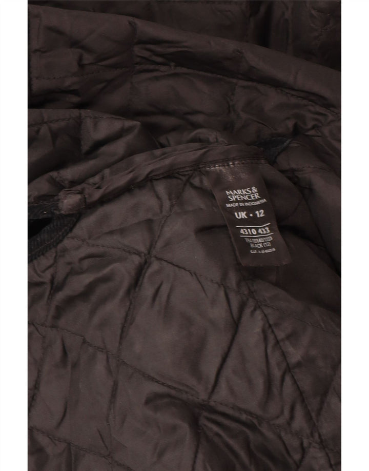 Cappotto trapuntato da donna Marks & Spencer UK 12 medio nero in poliammide