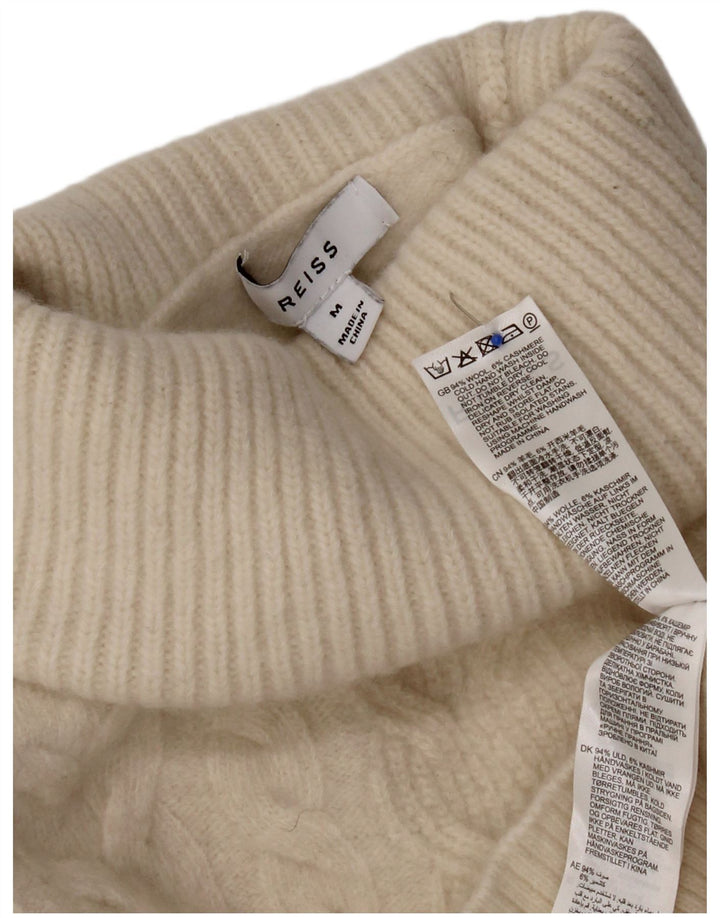 Maglione maglione a collo alto da donna Reiss UK 14 lana bianco sporco medio