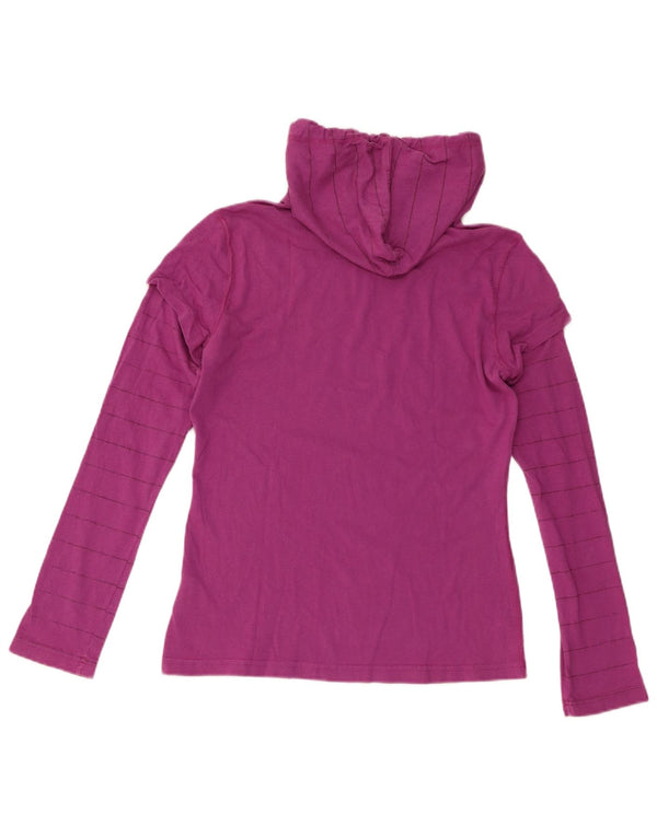 Champion Top grafico da donna con cappuccio a maniche lunghe UK 12 a righe viola medio