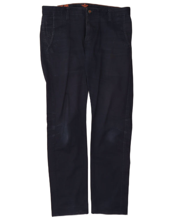 DOCKERS Pantaloni chino dritti da uomo W33 L32 cotone blu navy