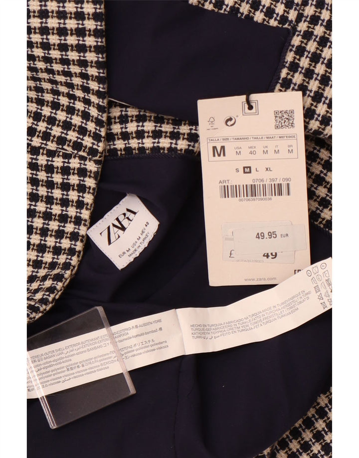 ZARA Gilet Uomo Medio Blu Navy Pied De Poule Cotone