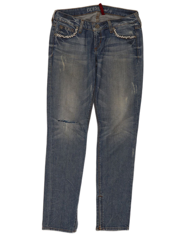 Jeans skinny effetto consumato da donna Guess W26 L29 cotone blu