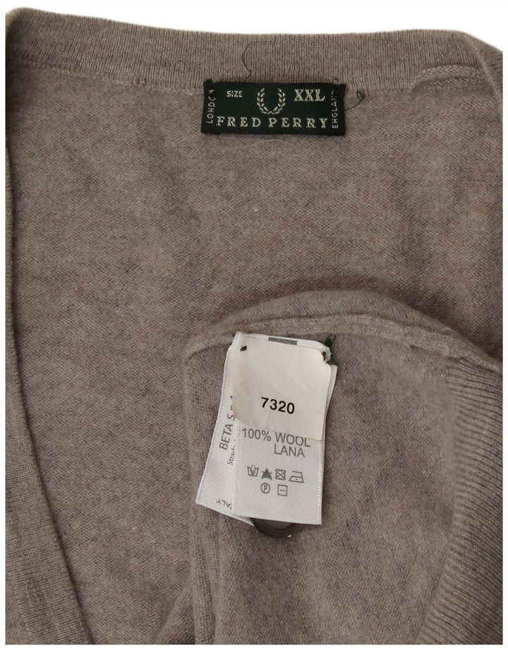 Maglione cardigan da donna Fred Perry UK 20 2XL Lana grigia