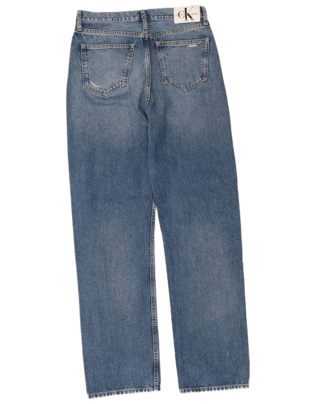 CALVIN KLEIN Jeans dritti effetto vissuto da donna a vita alta W30 L32 Blu