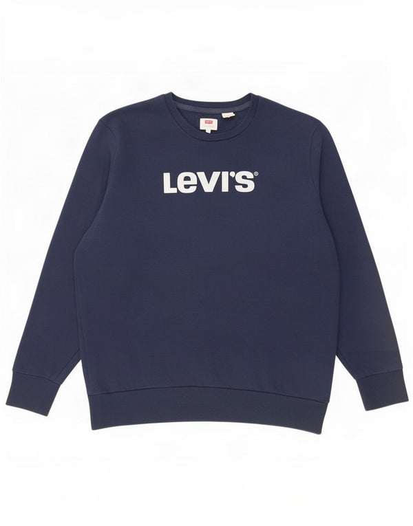 Levi's Felpa con grafica da uomo Maglione grande in cotone blu navy