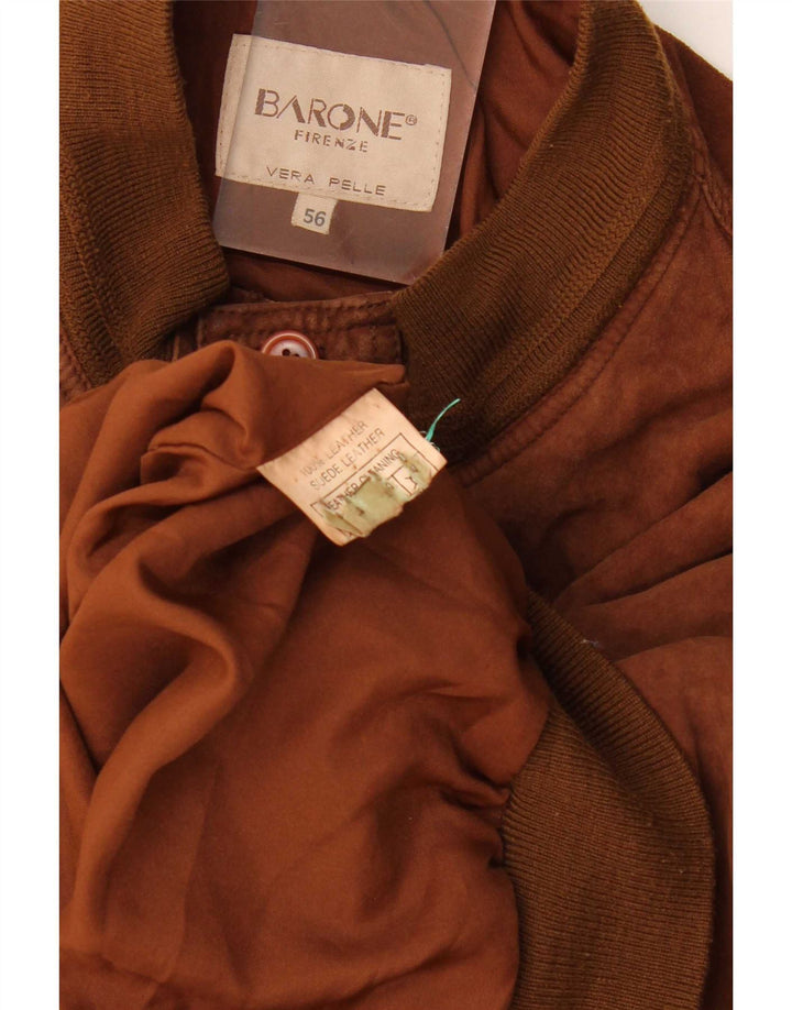 Bomber da uomo in pelle scamosciata Barone IT 56 3XL Pelle marrone
