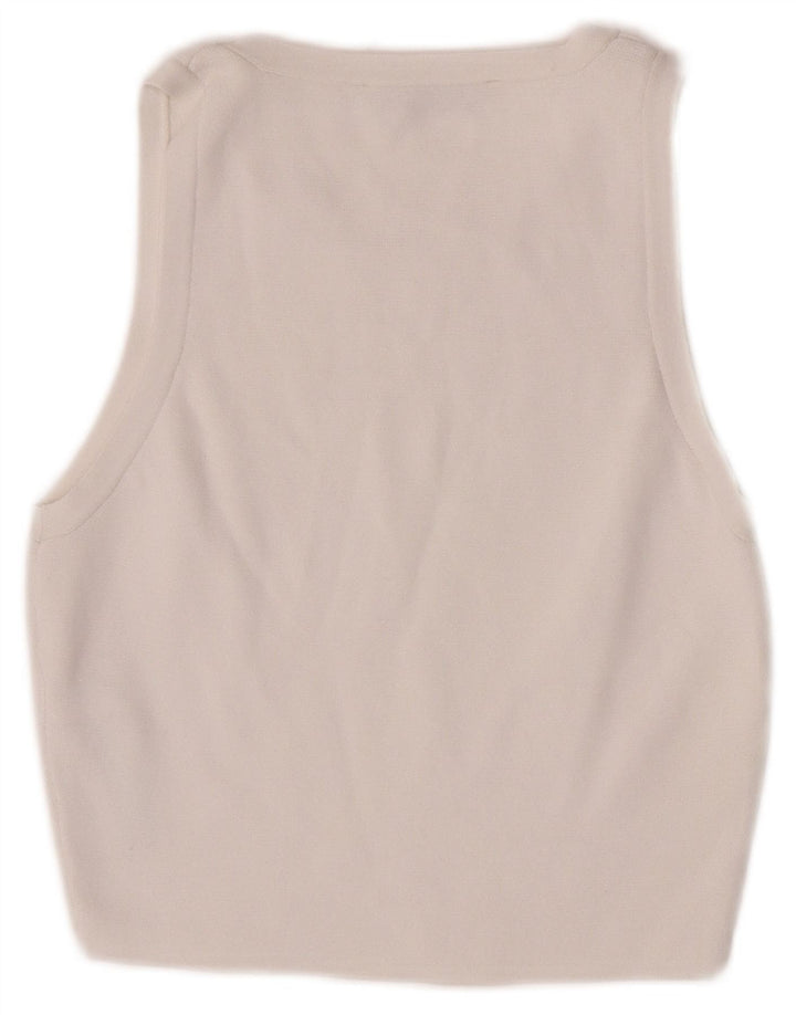 Top corto da donna Zara UK 12 in viscosa bianca media