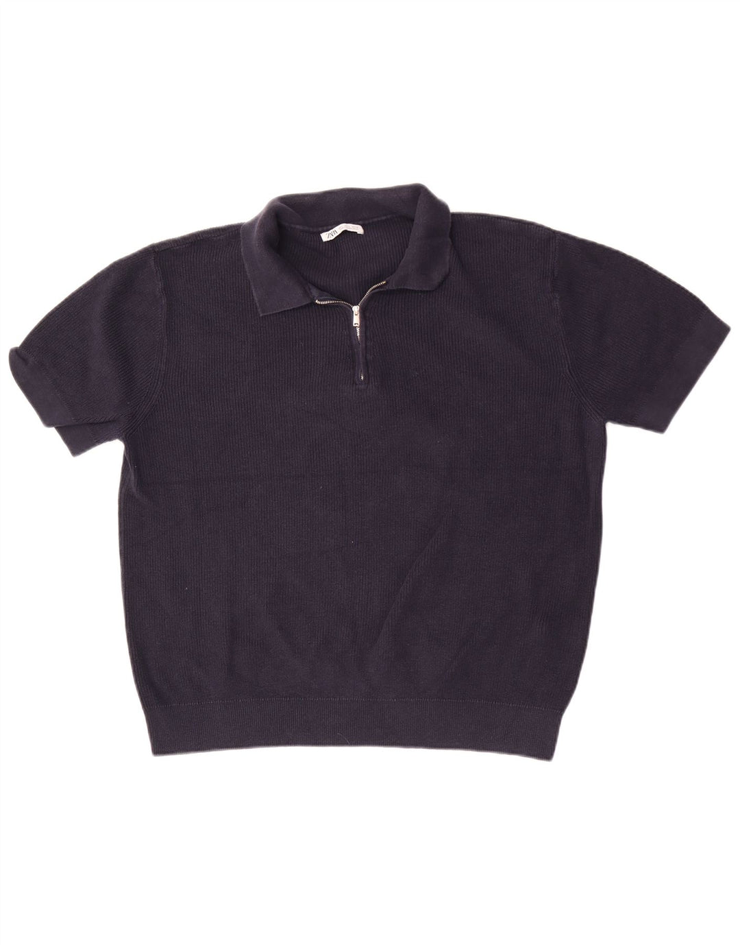 Polo da uomo Zara grande in cotone blu navy