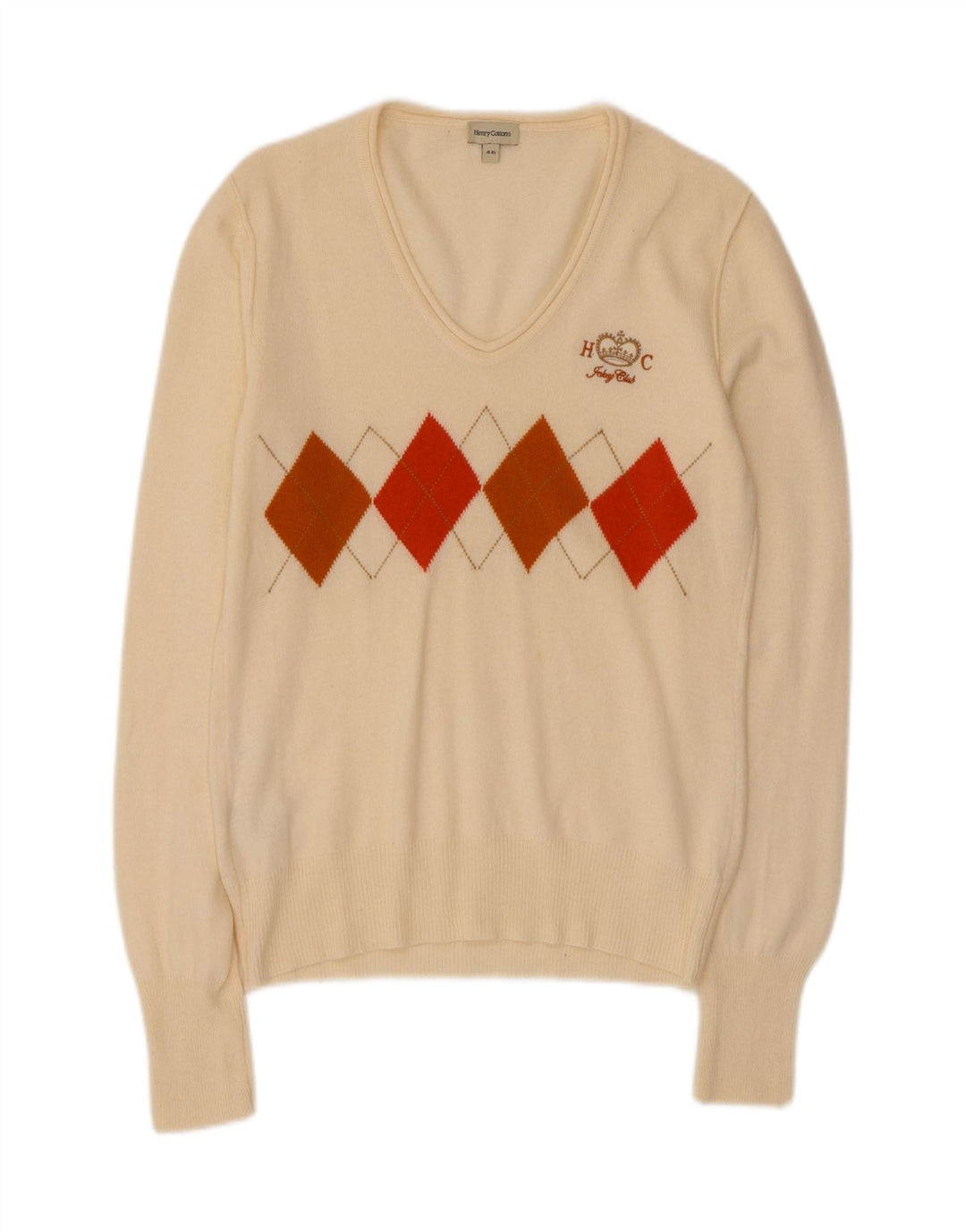 Maglione da donna con scollo a V Henry Cottons IT 46 grande bianco sporco