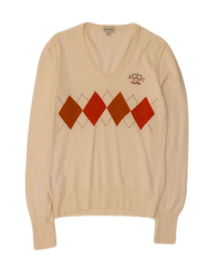 Maglione da donna con scollo a V Henry Cottons IT 46 grande bianco sporco