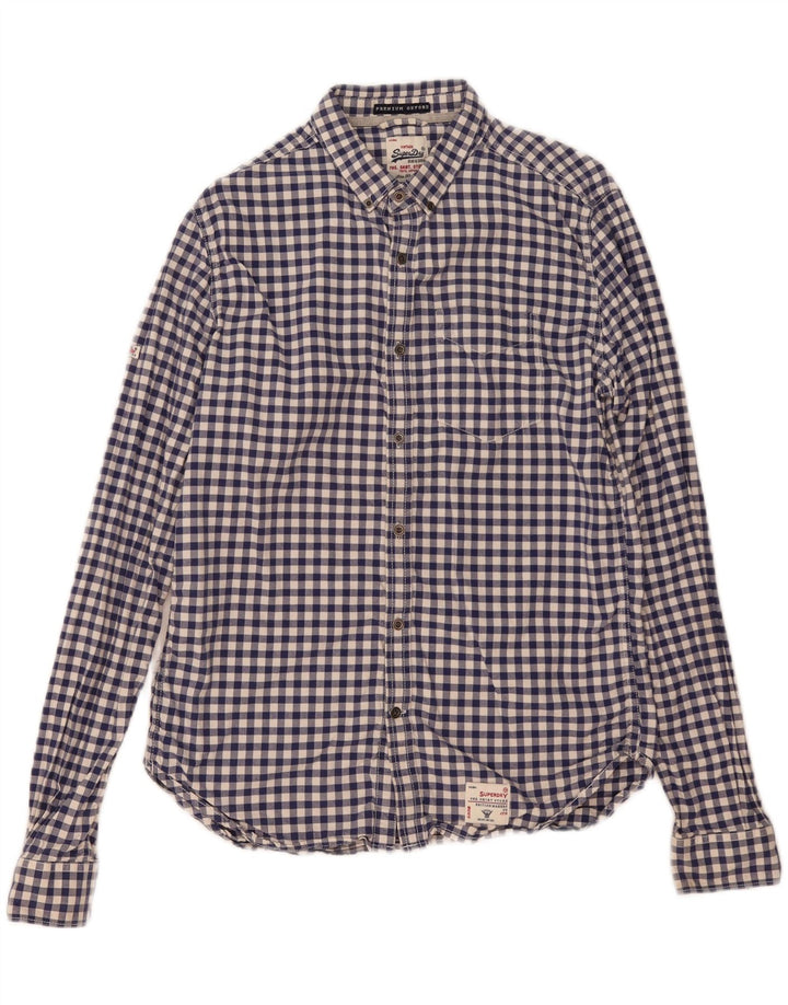 Camicia da uomo Superdry in cotone a quadretti blu medio
