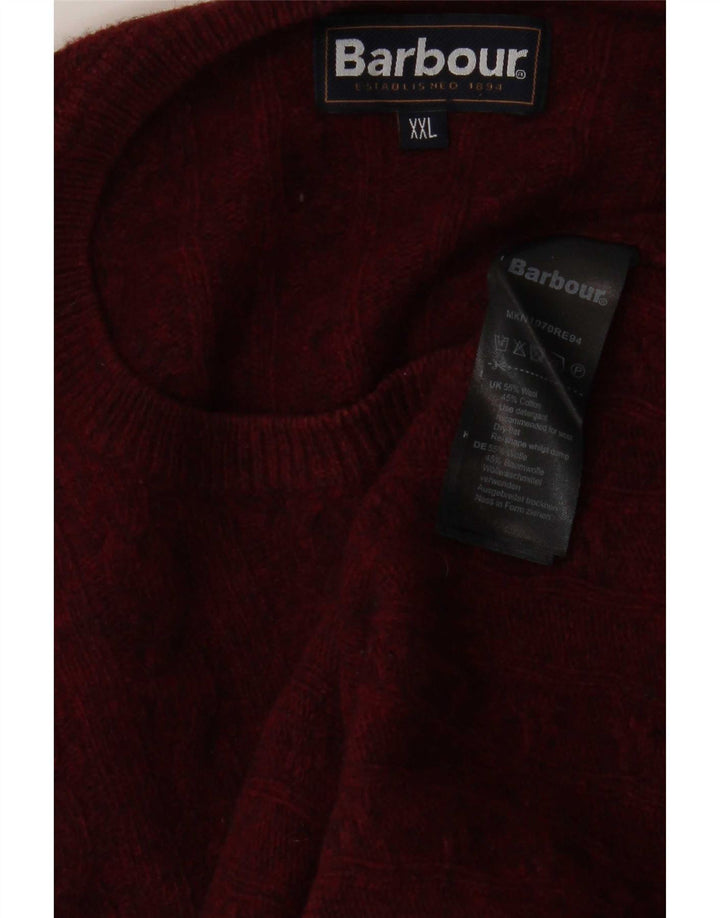Maglione maglione girocollo da uomo Barbour 2XL lana bordeaux