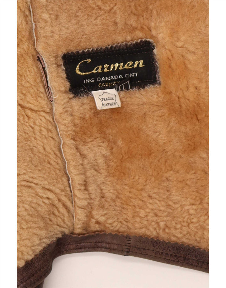Giacca corta in shearling da donna Carmen UK 14 grande in pelle marrone